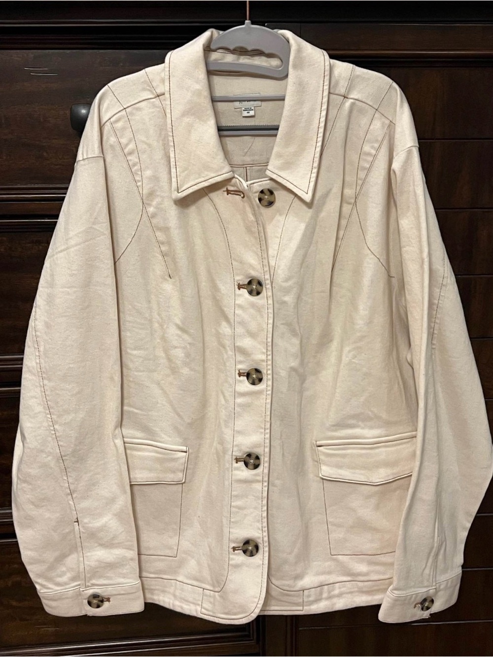 Size 4X- J Jill denim jacket in oatmeal color- new with tags